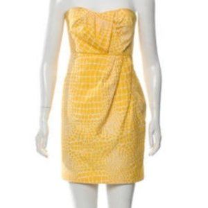 Tibi Yellow Animal Print Heart Shape Mini Dress